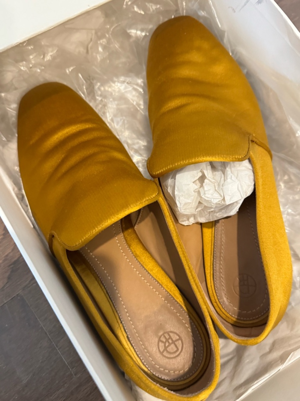 The Row Mustard Yellow Satin Slip-On Loafers